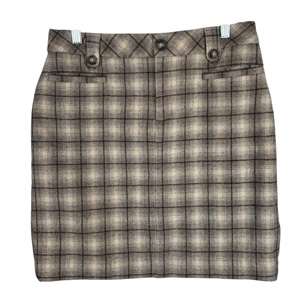 Eddie Bauerβ Womens Skirt 6 Gray Wool Blend Plaid Academia City Preppy Heritage